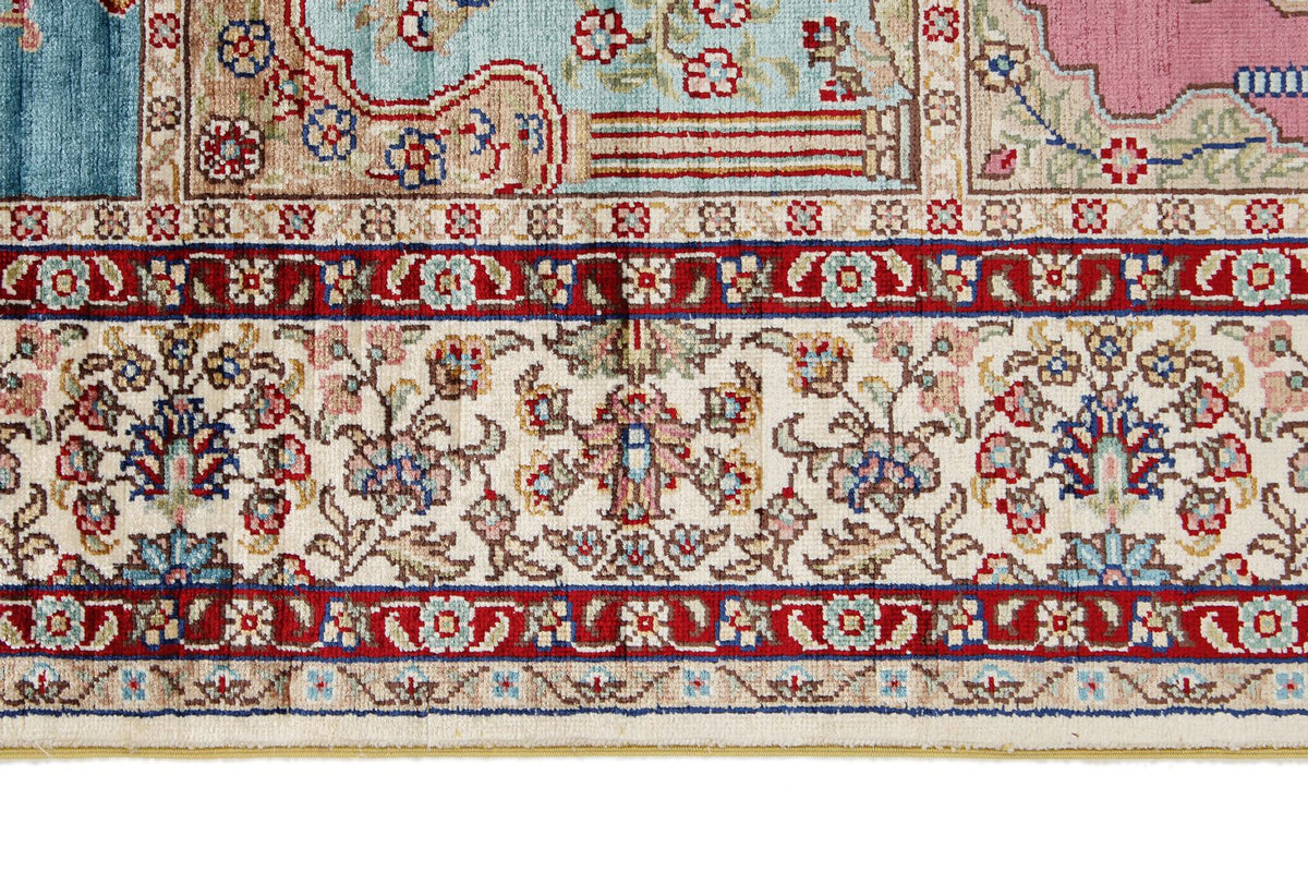3x10 Multicolor and Ivory Turkish Silk Runner