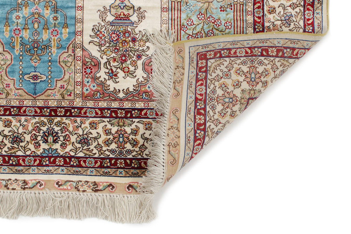 3x10 Multicolor and Ivory Turkish Silk Runner
