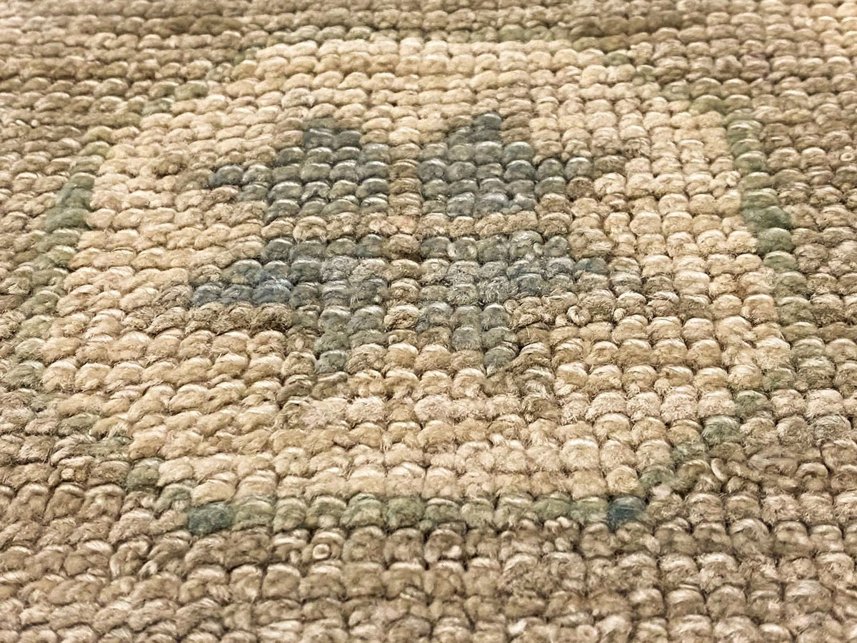 4x6 Blue and Ivory Turkish Oushak Rug