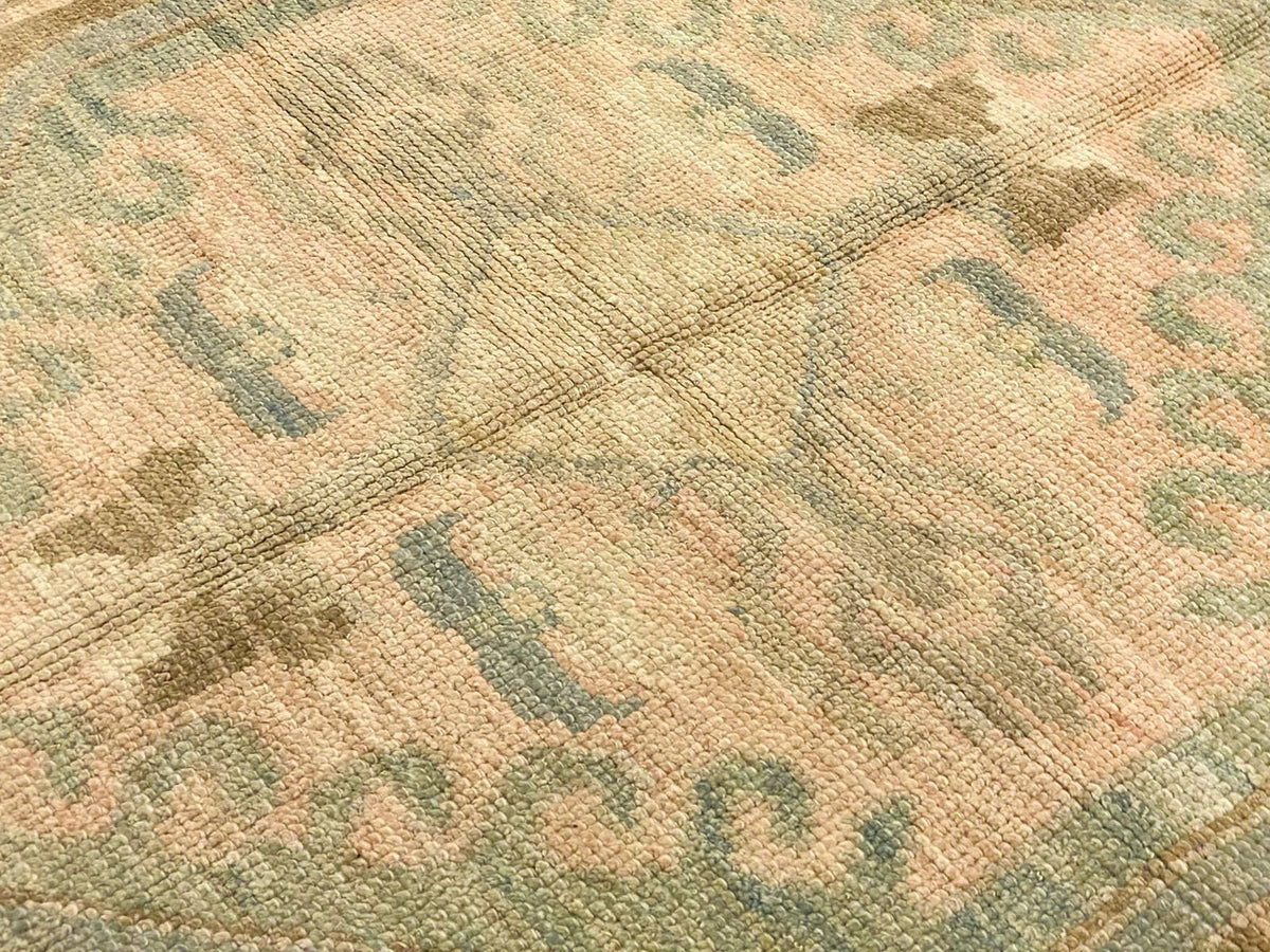 4x6 Blue and Ivory Turkish Oushak Rug