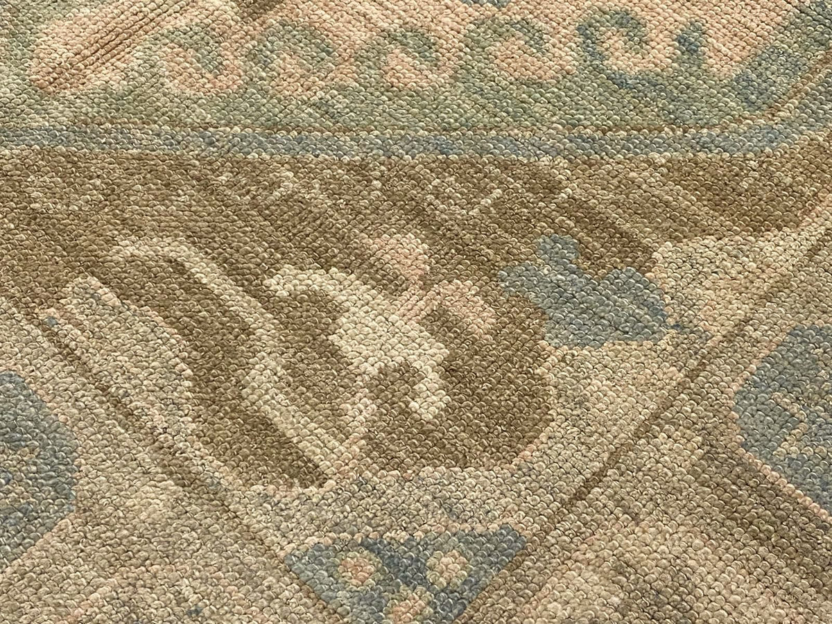 4x6 Blue and Ivory Turkish Oushak Rug