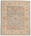 5x5 Gray and Blue Turkish Oushak Rug