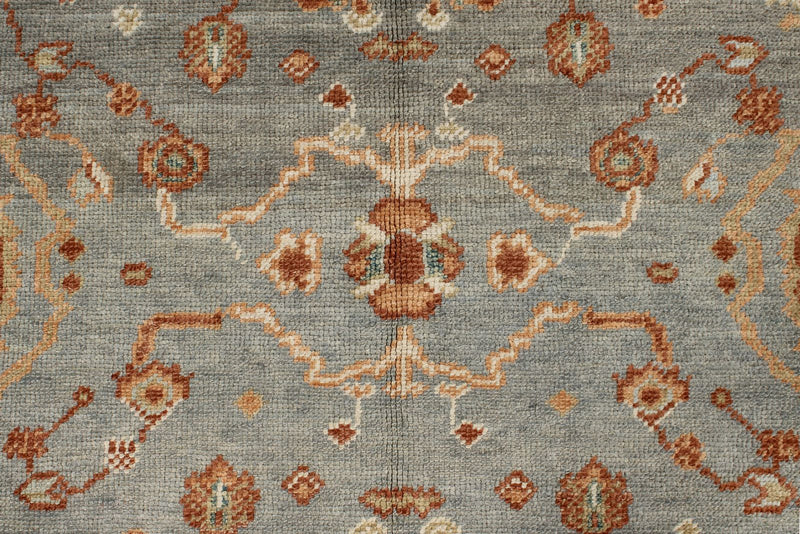 5x5 Gray and Blue Turkish Oushak Rug