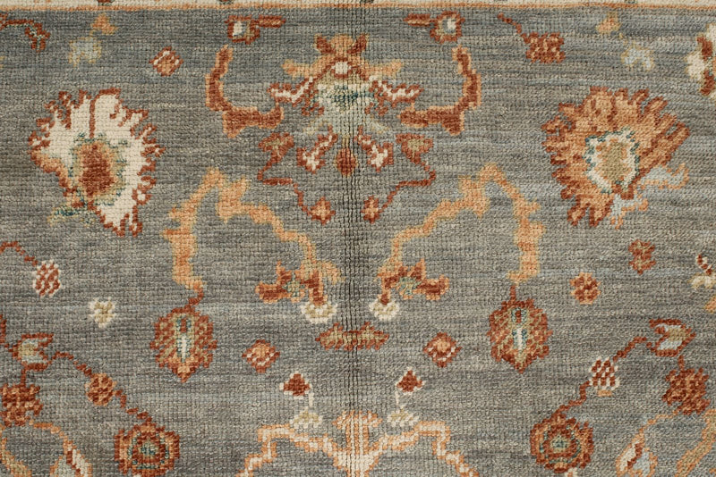 5x5 Gray and Blue Turkish Oushak Rug