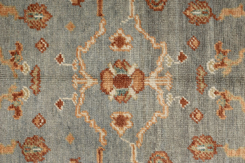 5x5 Gray and Blue Turkish Oushak Rug