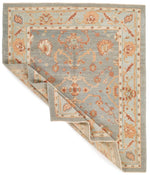 5x5 Gray and Blue Turkish Oushak Rug