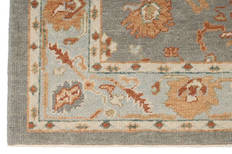 5x5 Gray and Blue Turkish Oushak Rug