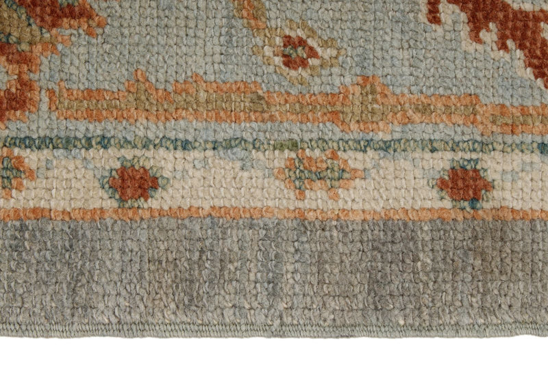 5x5 Gray and Blue Turkish Oushak Rug