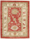 5x7 Red and Ivory Turkish Oushak Rug