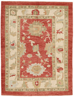 5x7 Red and Ivory Turkish Oushak Rug