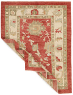 5x7 Red and Ivory Turkish Oushak Rug