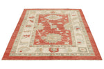 5x7 Red and Ivory Turkish Oushak Rug