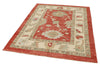 5x7 Red and Ivory Turkish Oushak Rug