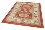 5x7 Red and Ivory Turkish Oushak Rug