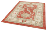 5x7 Red and Ivory Turkish Oushak Rug