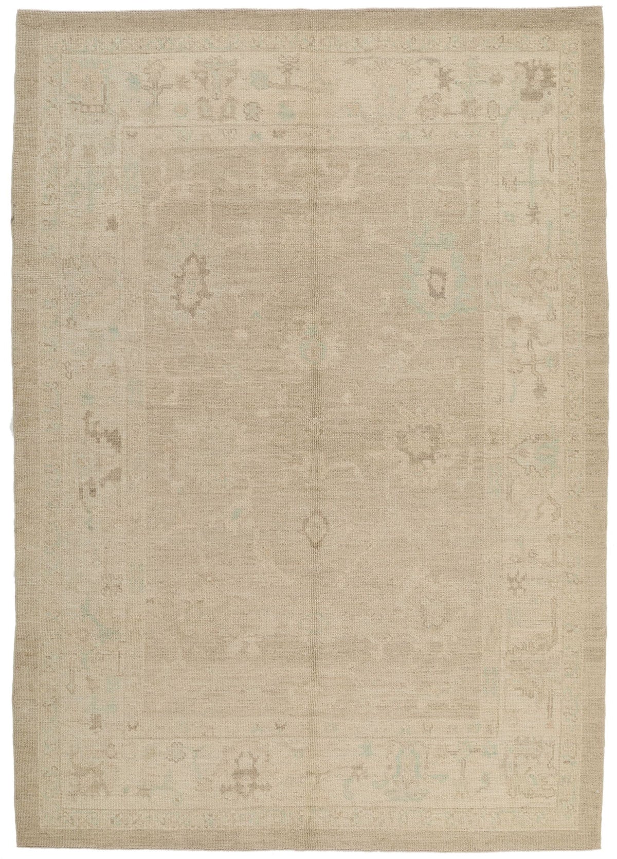 6x9 Gray and Ivory Turkish Oushak Rug