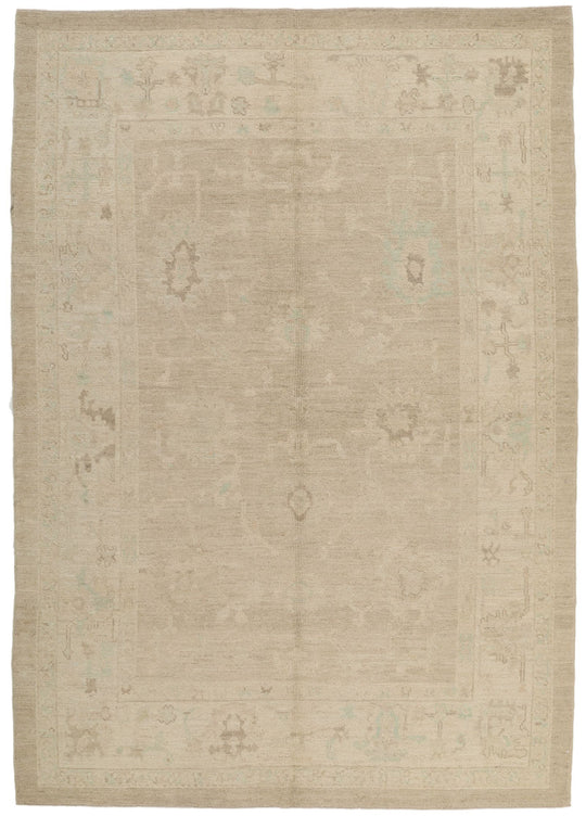 6x9 Gray and Ivory Turkish Oushak Rug
