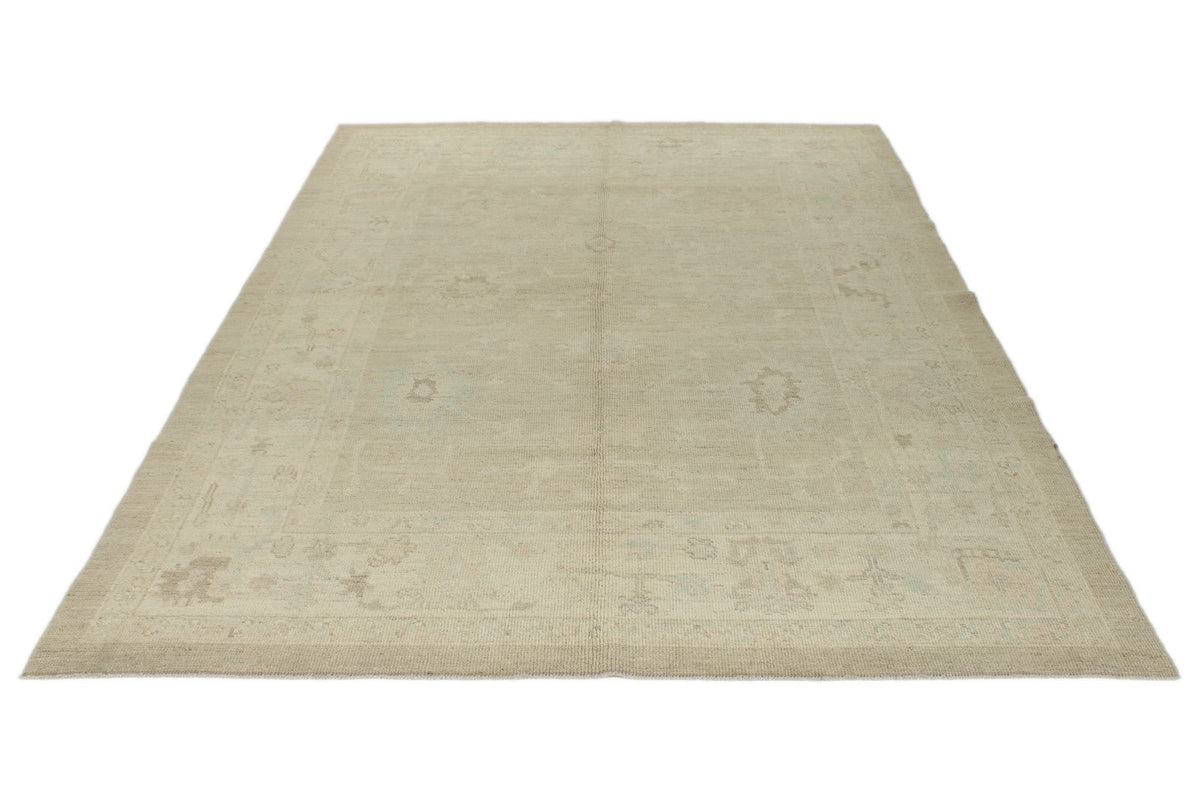 6x9 Gray and Ivory Turkish Oushak Rug