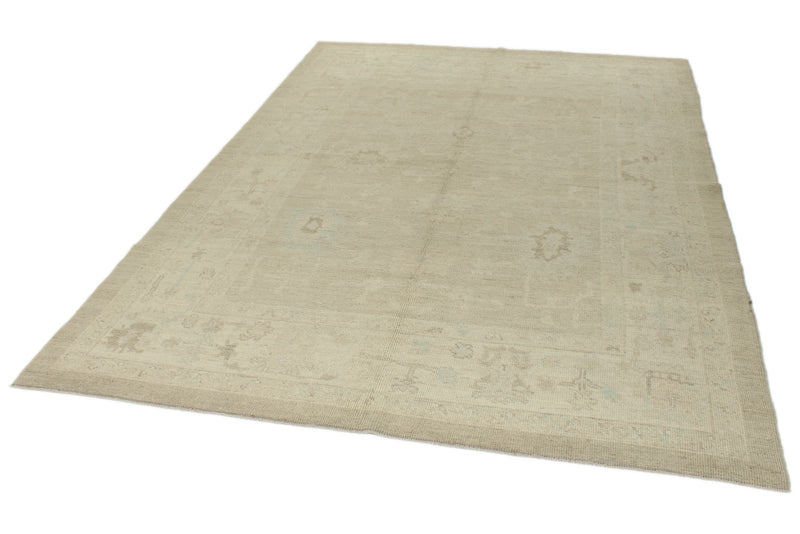 6x9 Gray and Ivory Turkish Oushak Rug