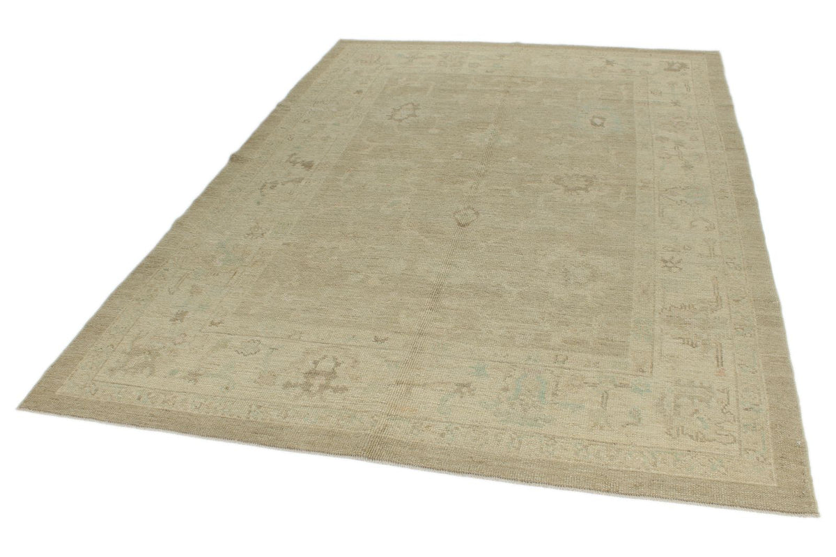 6x9 Gray and Ivory Turkish Oushak Rug