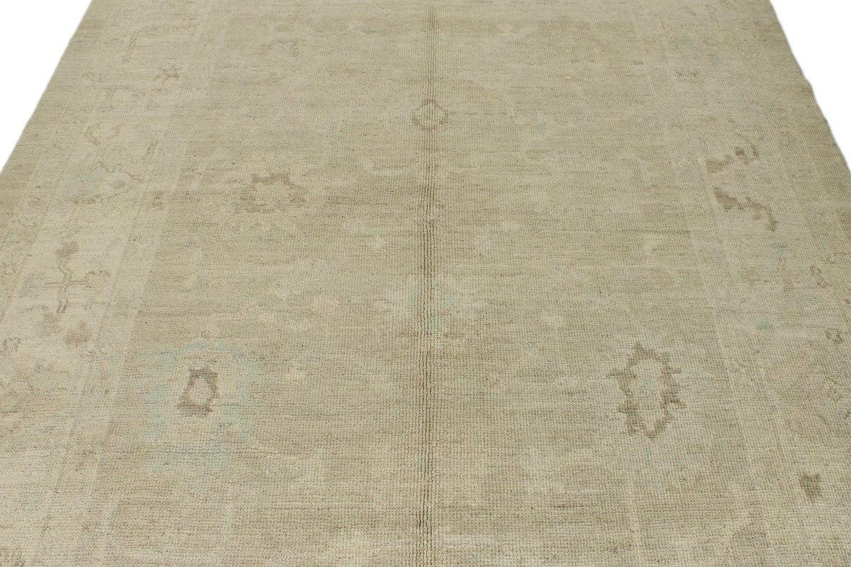 6x9 Gray and Ivory Turkish Oushak Rug