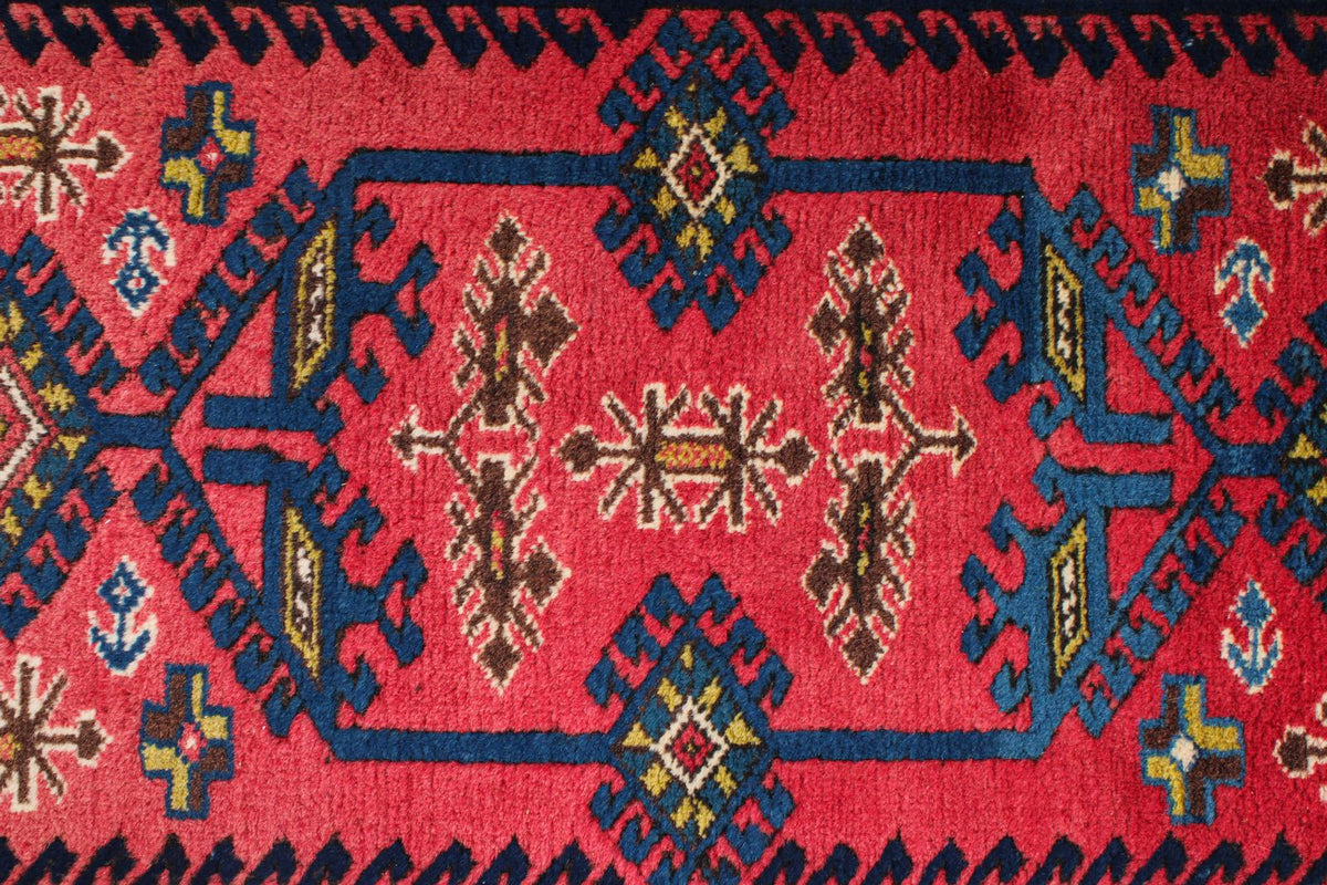 2x4 Pink and Blue Anatolian Tribal Rug