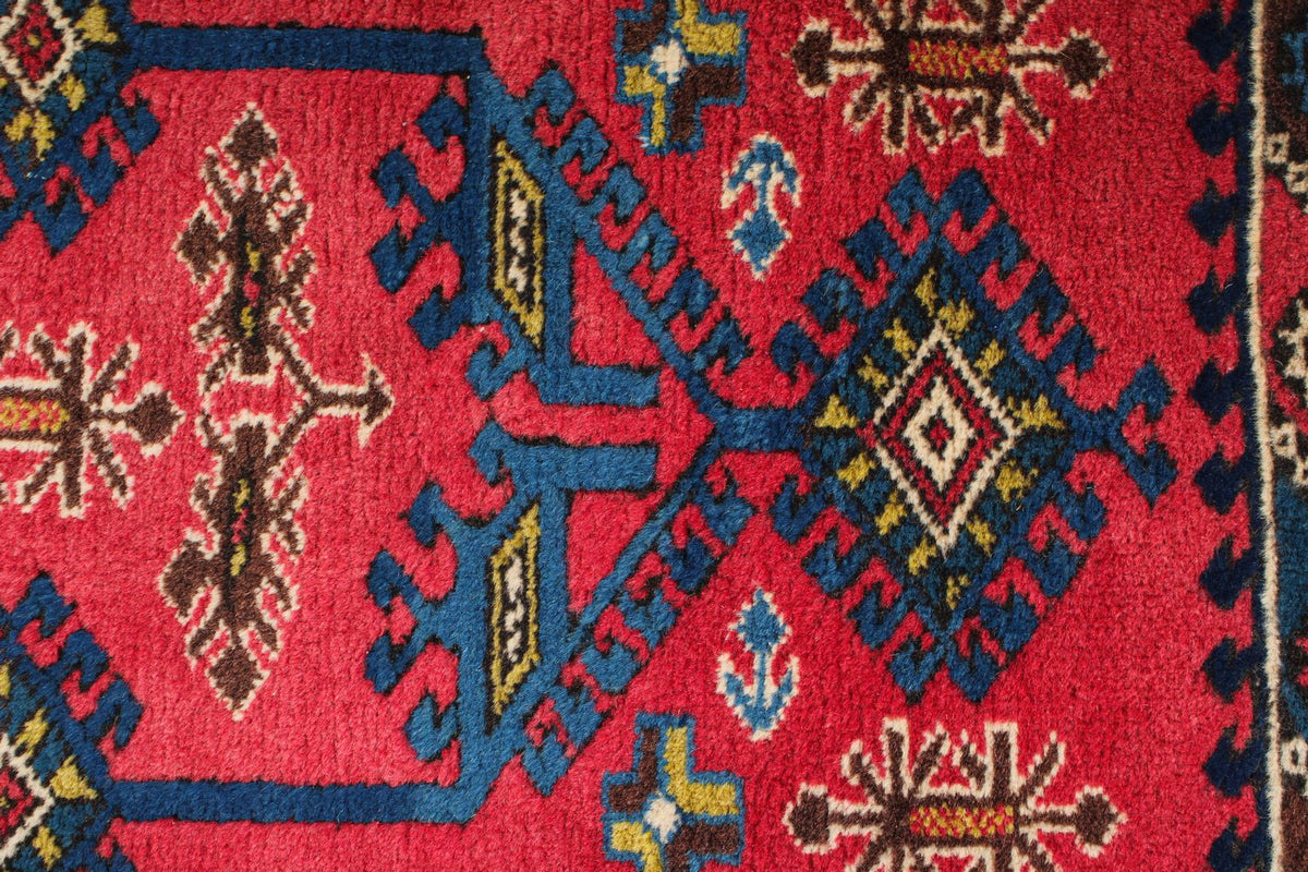 2x4 Pink and Blue Anatolian Tribal Rug