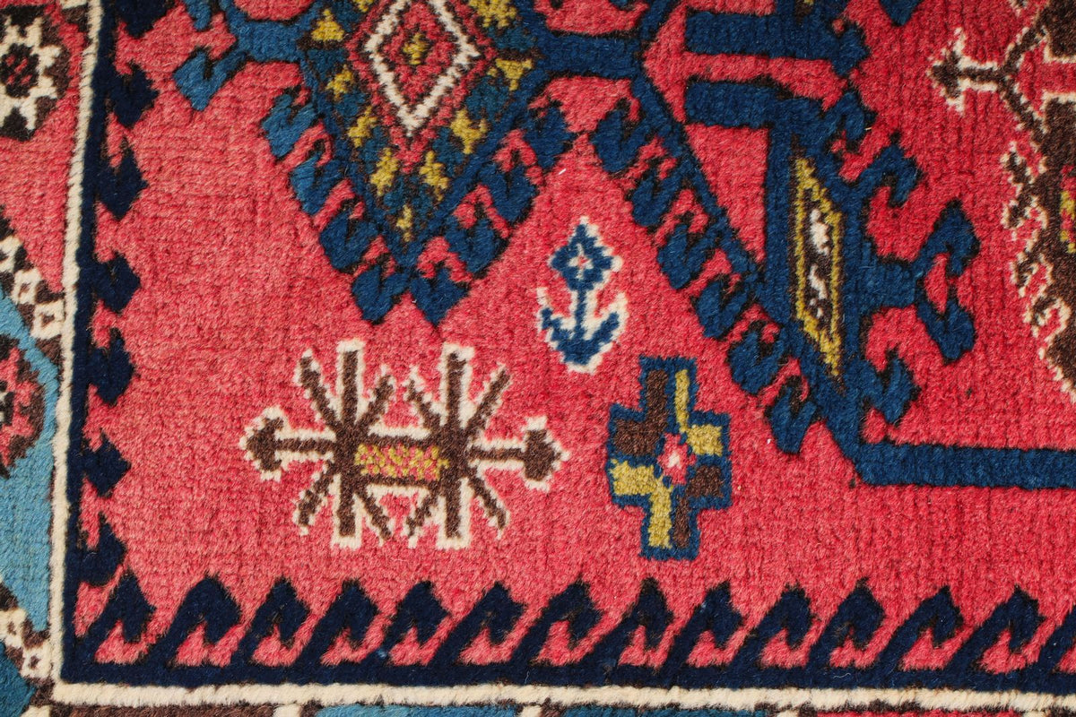 2x4 Pink and Blue Anatolian Tribal Rug