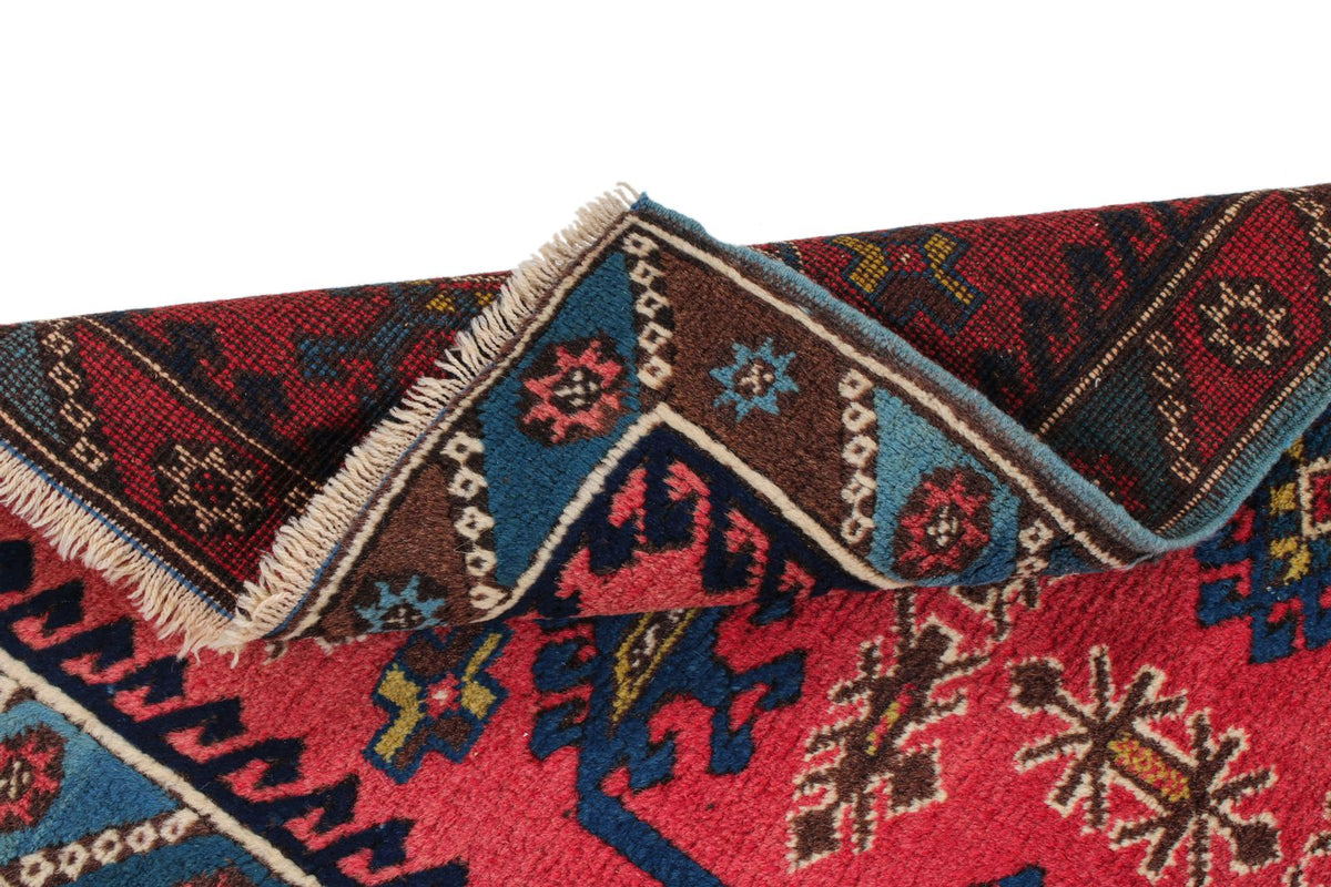 2x4 Pink and Blue Anatolian Tribal Rug