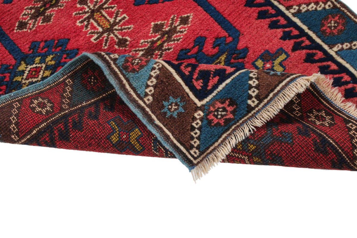 2x4 Pink and Blue Anatolian Tribal Rug