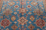 9x12 Blue and Red Kazak Tribal Rug