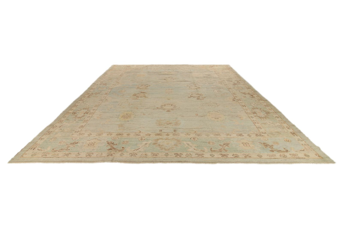 12x14 Light Blue and Ivory Turkish Oushak Rug