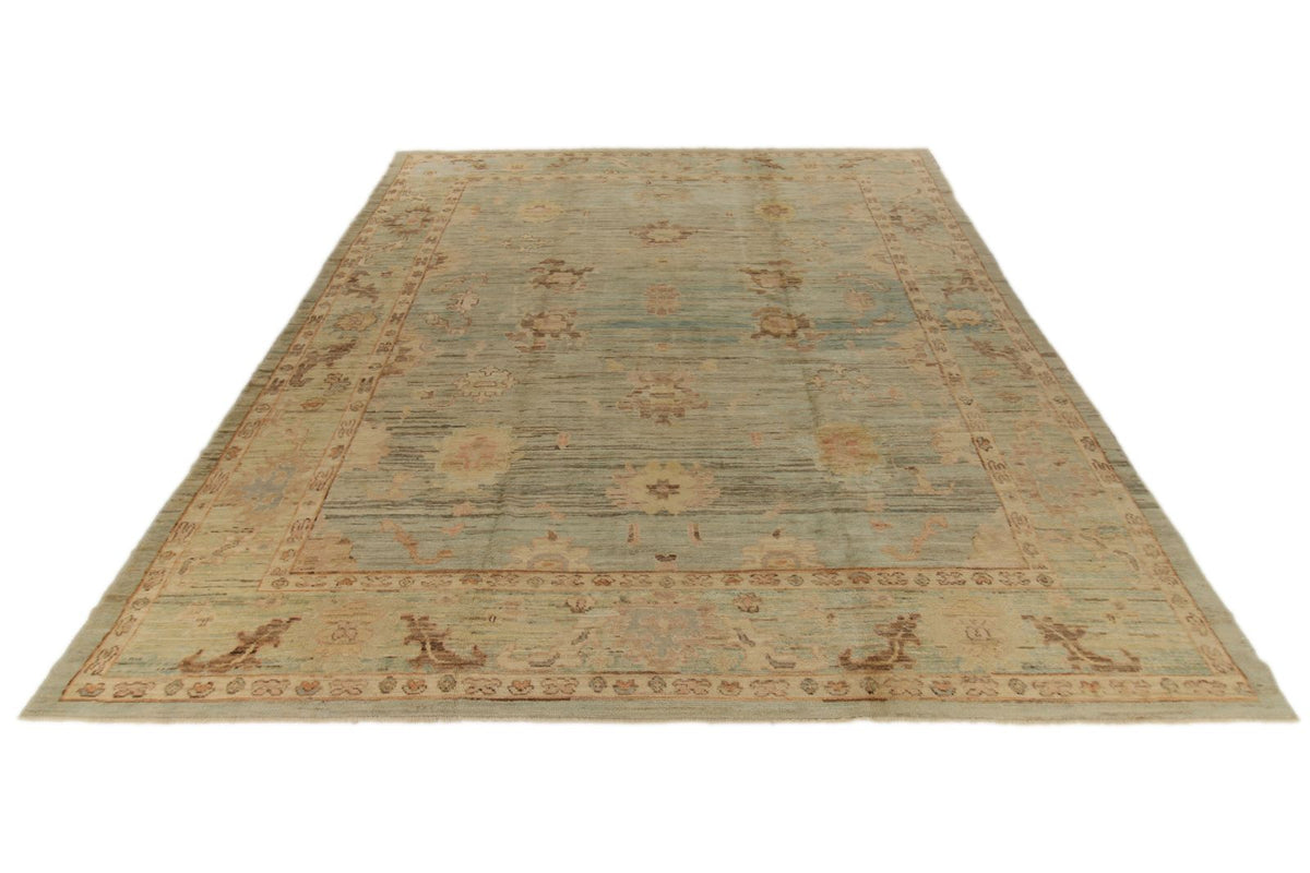 12x14 Light Blue and Ivory Turkish Oushak Rug