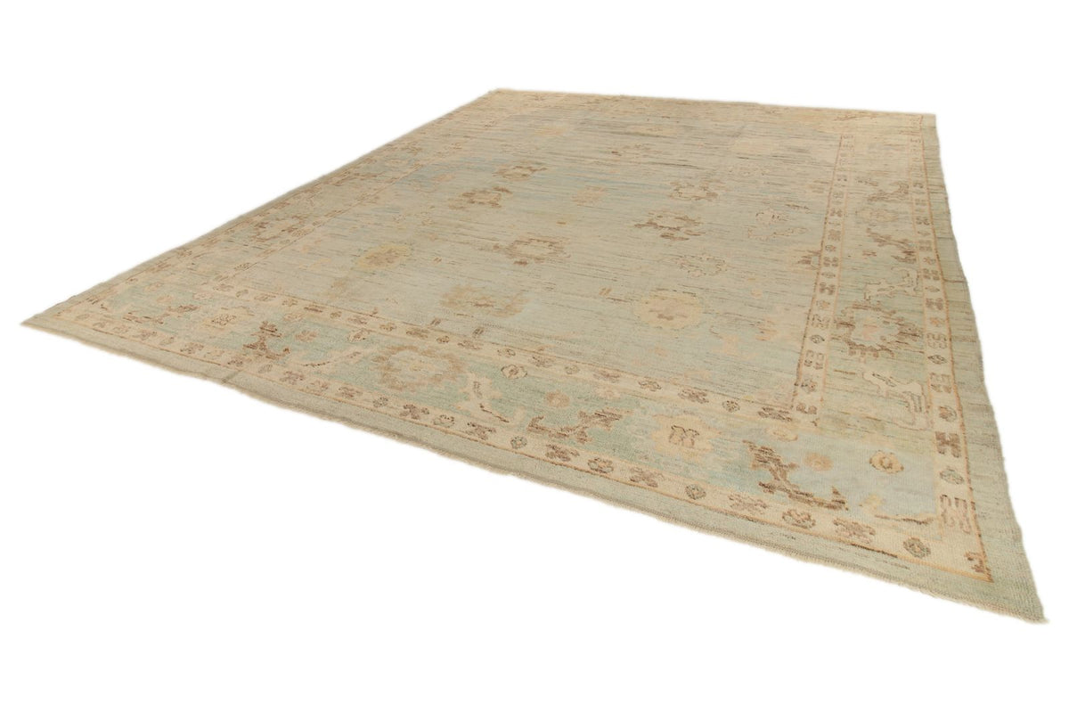 12x14 Light Blue and Ivory Turkish Oushak Rug