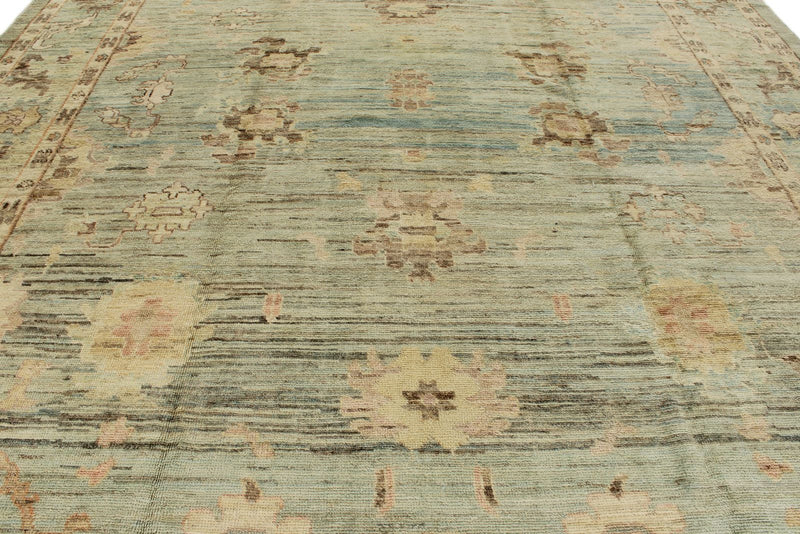 12x14 Light Blue and Ivory Turkish Oushak Rug