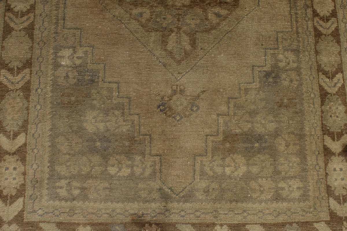 4x8 Ivory and Brown Turkish Tribal Rug
