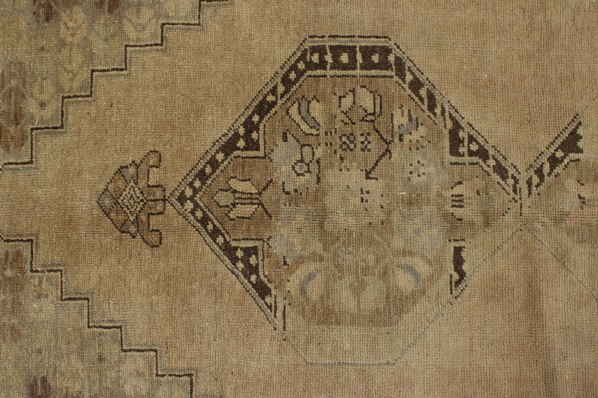 4x8 Ivory and Brown Turkish Tribal Rug