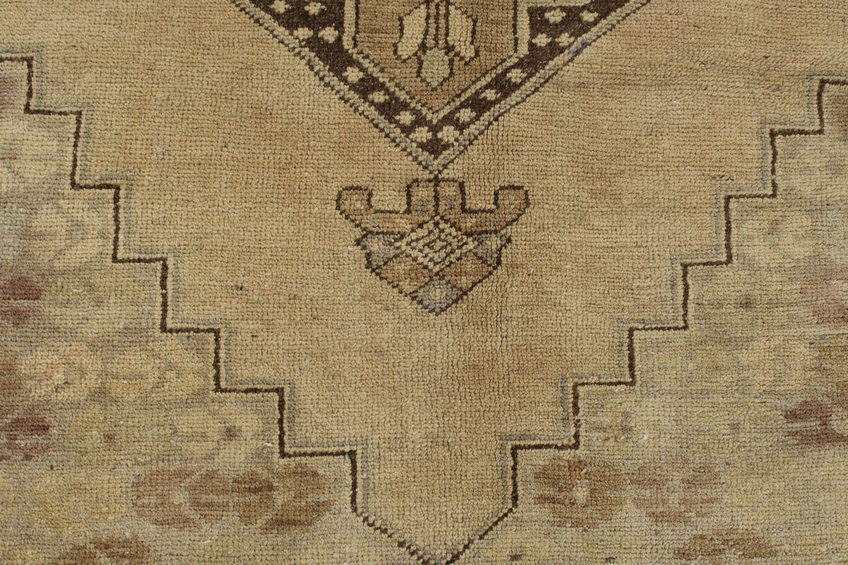 4x8 Ivory and Brown Turkish Tribal Rug