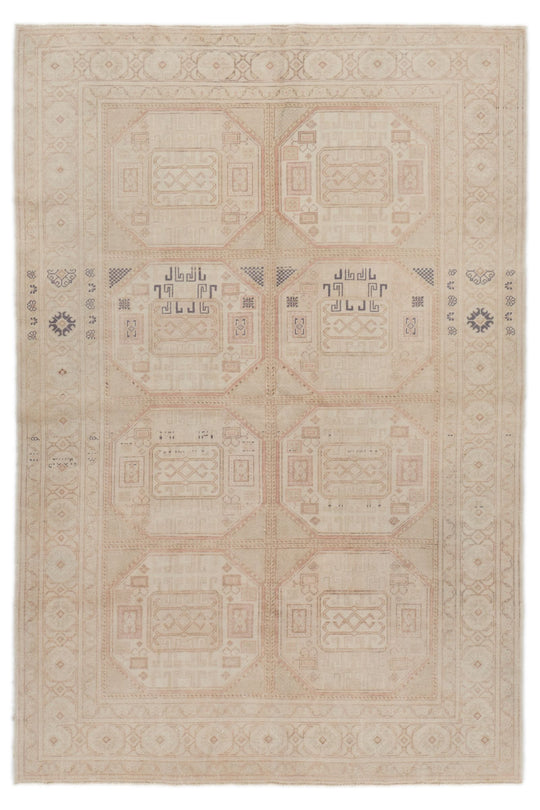5x7 Ivory and Multicolor Turkish Traditional Rug