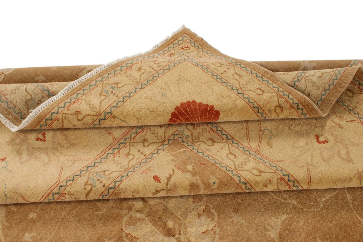11x18 Brown and Ivory Turkish Traditional Rug