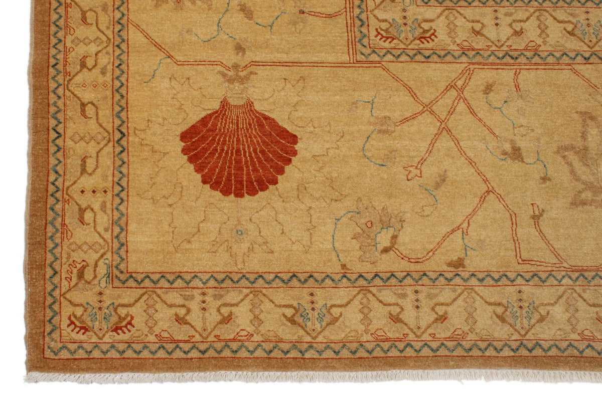 11x18 Brown and Ivory Turkish Traditional Rug