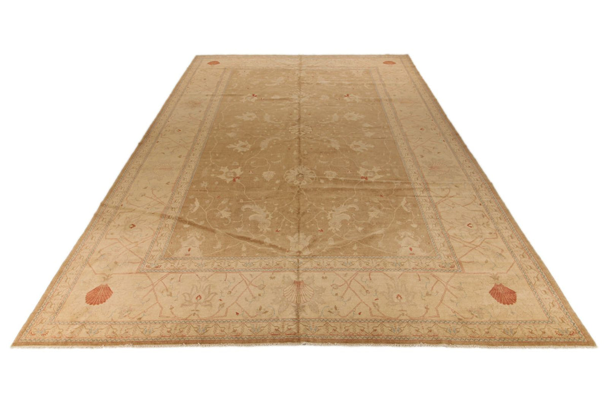11x18 Brown and Ivory Turkish Traditional Rug