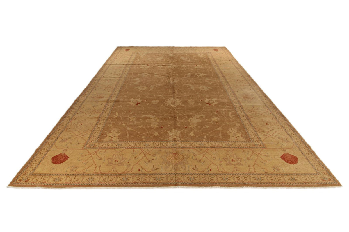 11x18 Brown and Ivory Turkish Traditional Rug