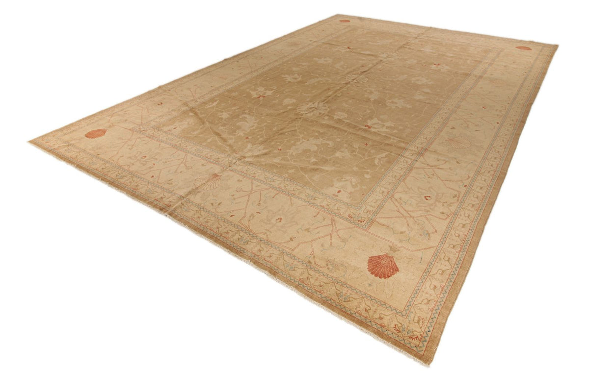 11x18 Brown and Ivory Turkish Traditional Rug