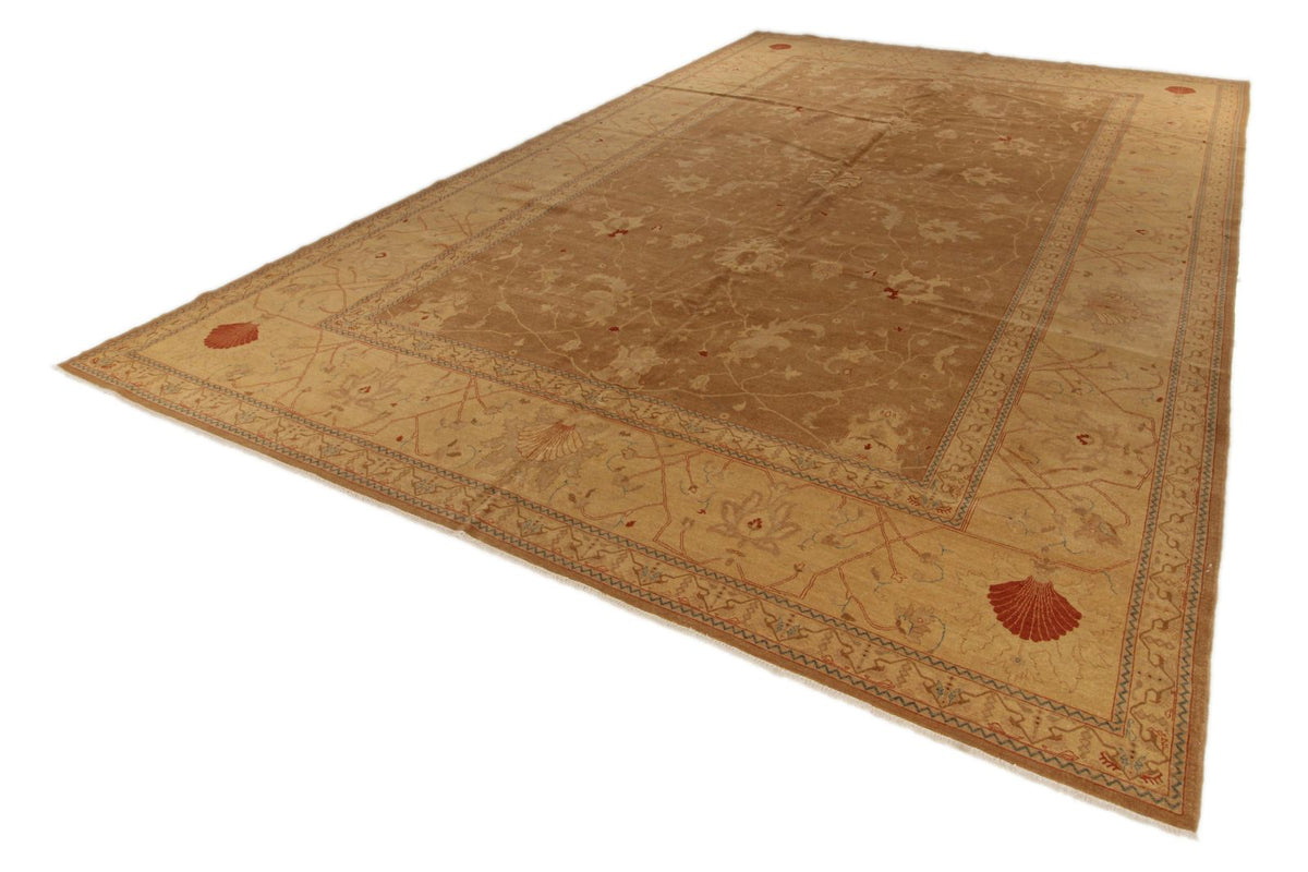 11x18 Brown and Ivory Turkish Traditional Rug