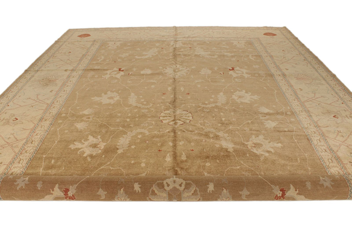 11x18 Brown and Ivory Turkish Traditional Rug