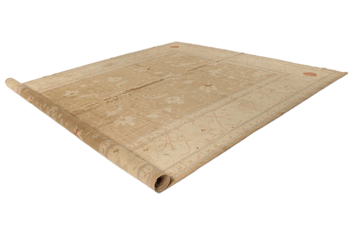 11x18 Brown and Ivory Turkish Traditional Rug