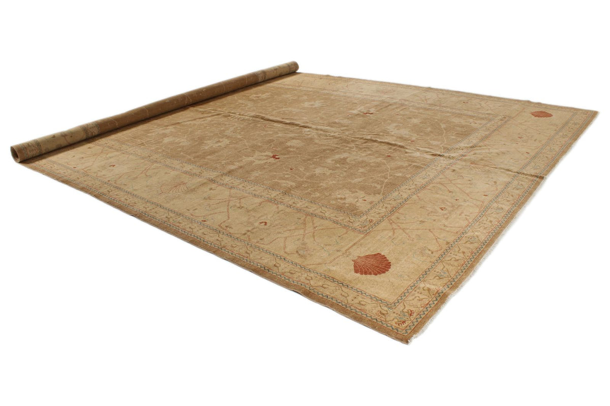 11x18 Brown and Ivory Turkish Traditional Rug