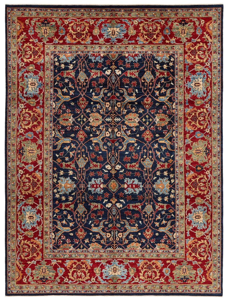 9x12 Navy and Red Anatolian Traditional Rug