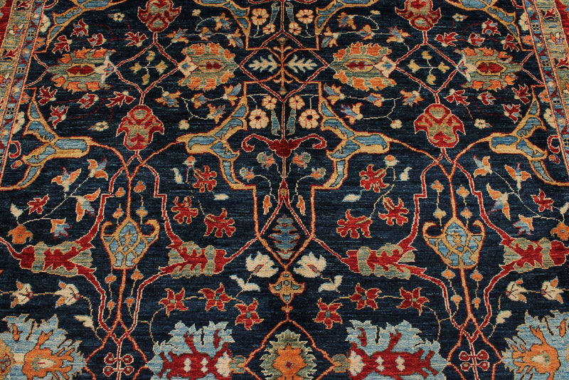 9x12 Navy and Red Anatolian Traditional Rug